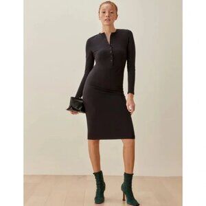Reformation Jeans | Stein Knit Midi Dress in Black | Size L